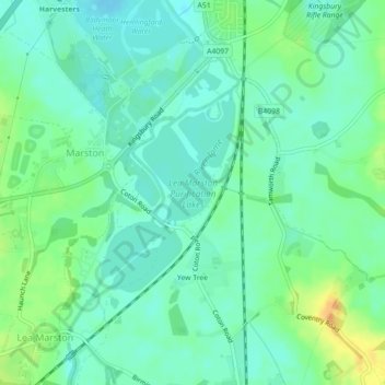 Lea Marston Purification Lakes topographic map, elevation, terrain