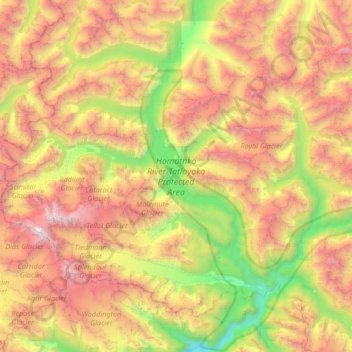 Homathko River-Tatlayoko Protected Area topographic map, elevation, terrain