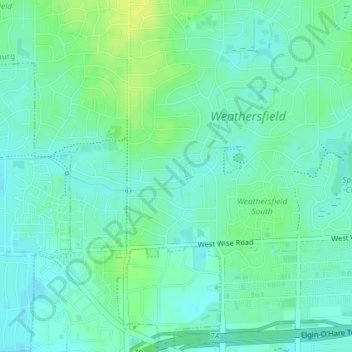 West Branch Du Page River topographic map, elevation, terrain