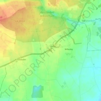 Lower Silk Wood topographic map, elevation, terrain