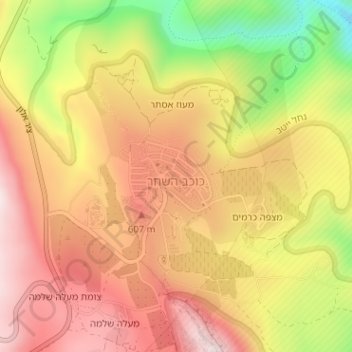 Kokhav HaShahar topographic map, elevation, terrain