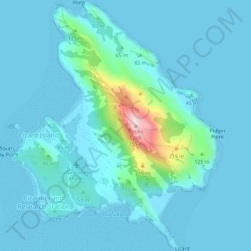 Lizard Island National Park topographic map, elevation, terrain