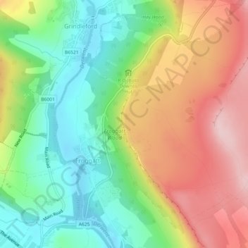 Froggatt Edge topographic map, elevation, terrain