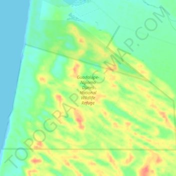 Guadalupe-Nipomo Dunes National Wildlife Refuge topographic map, elevation, terrain