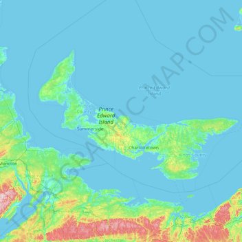 Northumberland Strait topographic map, elevation, terrain