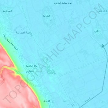 Al Ghanaym City topographic map, elevation, terrain