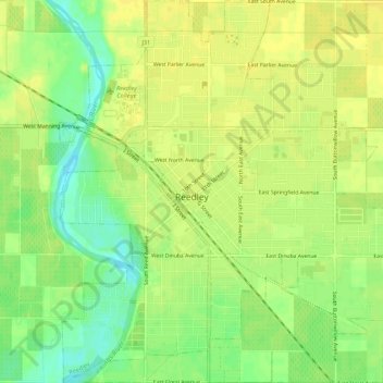 Reedley topographic map, elevation, terrain