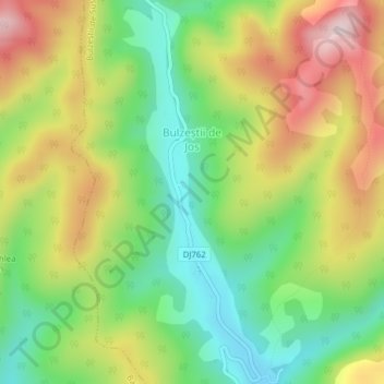Bulzeștii de Jos topographic map, elevation, terrain