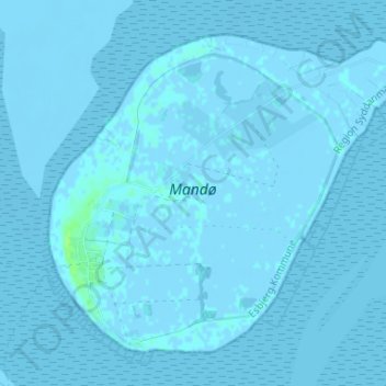Mandø topographic map, elevation, terrain