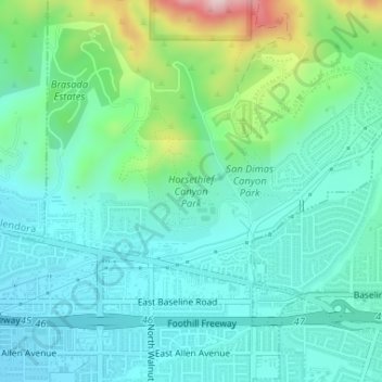 Horsethief Canyon Park topographic map, elevation, terrain
