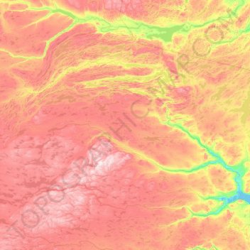 Naskaupi River topographic map, elevation, terrain