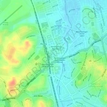 Taman Merdeka topographic map, elevation, terrain