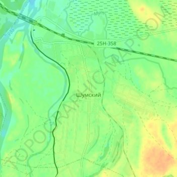 Shumsky topographic map, elevation, terrain