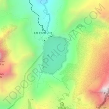 Lac d'Artouste topographic map, elevation, terrain