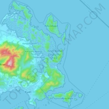 Kilim Karst Geoforest Park topographic map, elevation, terrain