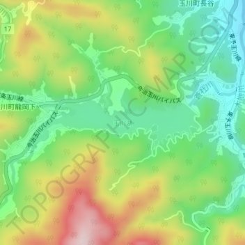 Tamagawa Lake topographic map, elevation, terrain