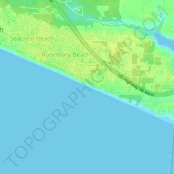 Eastern Green Beach topographic map, elevation, terrain