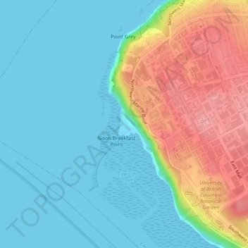 Wreck Beach topographic map, elevation, terrain