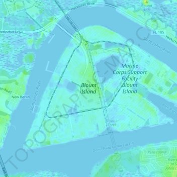 Blount Island topographic map, elevation, terrain