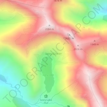 Ivory Glacier topographic map, elevation, terrain
