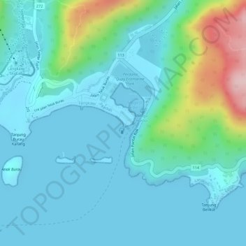 Kok Beach topographic map, elevation, terrain