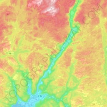 Lygna topographic map, elevation, terrain