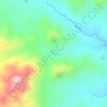 Quebrada El Tular topographic map, elevation, terrain