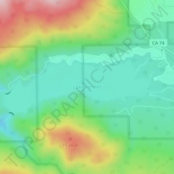 Lake Hemet topographic map, elevation, terrain