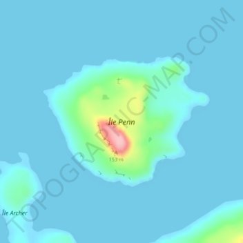 Île Penn topographic map, elevation, terrain