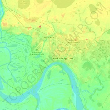Nizhnevartovsk topographic map, elevation, terrain