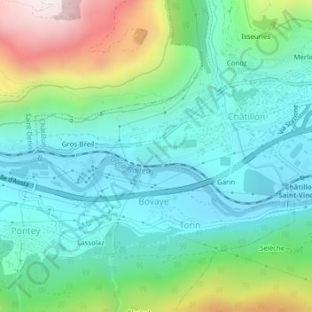 Castello Gamba topographic map, elevation, terrain