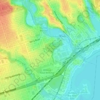South Humber Park topographic map, elevation, terrain