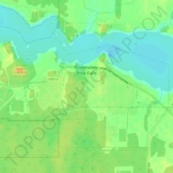 Powerview-Pine Falls topographic map, elevation, terrain