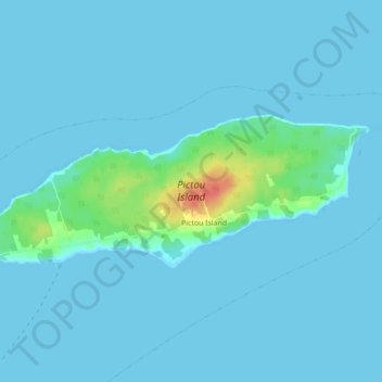 Pictou Island topographic map, elevation, terrain