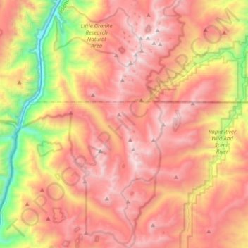 Seven Devils Mountains topographic map, elevation, terrain