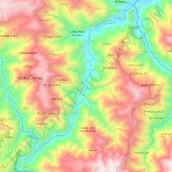 Rio Cangallo topographic map, elevation, terrain
