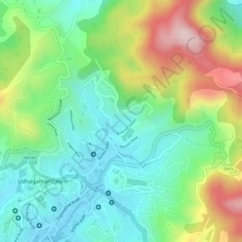 Government Botanical Garden topographic map, elevation, terrain