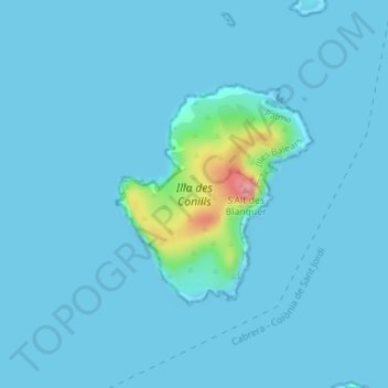 Isla Conejera topographic map, elevation, terrain