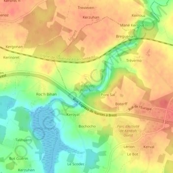 Bois de Pont Sal topographic map, elevation, terrain