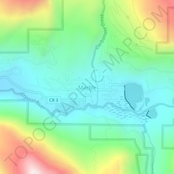 Marble topographic map, elevation, terrain