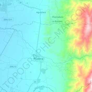 Río Bolo topographic map, elevation, terrain