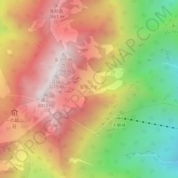 Gozenzawa Glacier topographic map, elevation, terrain