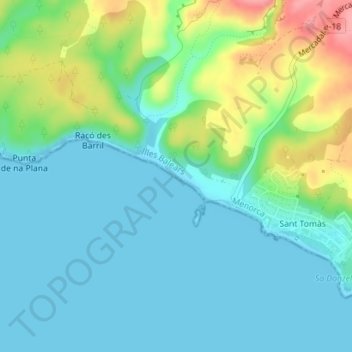Platja de Binigaus topographic map, elevation, terrain
