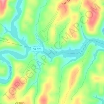 Smith River topographic map, elevation, terrain