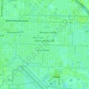 Westgate-Belvedere Homes topographic map, elevation, terrain