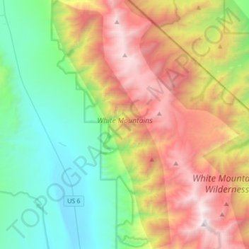 White Mountains topographic map, elevation, terrain