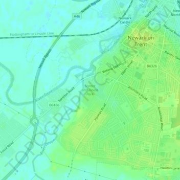 Sconce and Devon Park topographic map, elevation, terrain