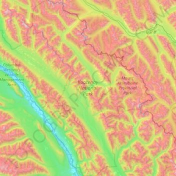 Kootenay National Park topographic map, elevation, terrain