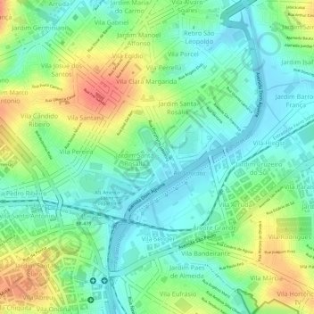 Praça Martim Affonso topographic map, elevation, terrain