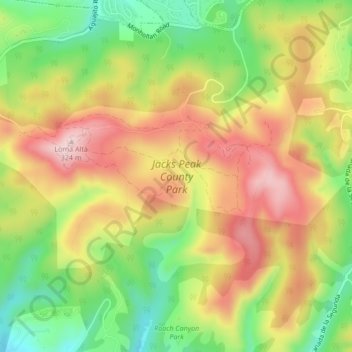 Jacks Peak County Park topographic map, elevation, terrain